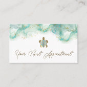 ティール（緑がかった色）ウミガメアポイントメントカード 名刺 (正面)