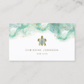 ティール（緑がかった色）ウミガメデザイン名刺 名刺 (正面)