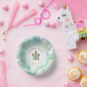 ティール（緑がかった色）ウミガメデザイン紙丼 ペーパーボウル (パーティー)