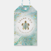 ティール（緑がかった色）ウミガメデザイン ギフトタグ (正面)