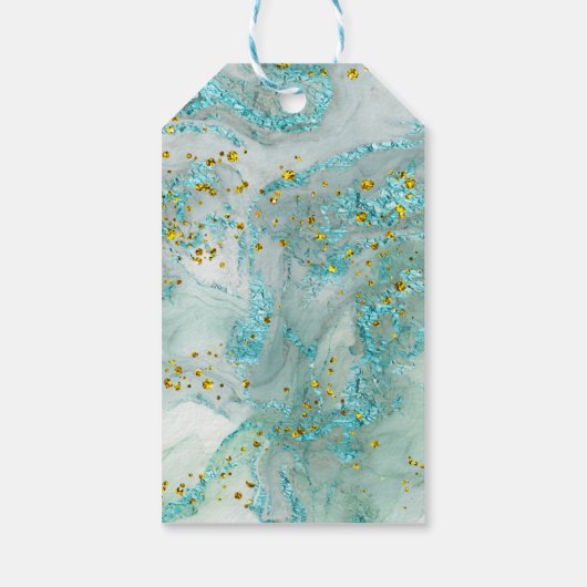 ティール（緑がかった色）ウミガメデザイン ギフトタグ (裏面)