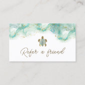 ティール（緑がかった色）ウミガメ紹介カード 名刺 (正面)