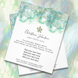 ティール（緑がかった色）ウミガメ チラシ