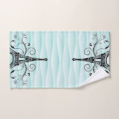 ティール(緑がかった色)エッフェルタオル花盛りタオルセット バスタオルセット (ハンドタオル)