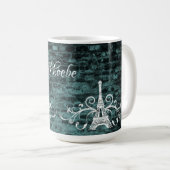 ティール(緑がかった色)エッフェルタワーグランジコーヒーマグ コーヒーマグカップ (正面右)