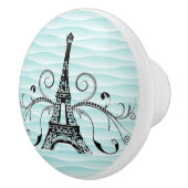 ティール（緑がかった色）エッフェルタワーフローリッシュセラミックプル セラミックノブ (右)