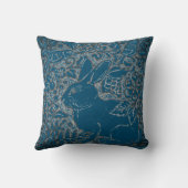 ティール(緑がかった色)エレガントうさぎ鳥獣フローラアールデコ クッション (裏面)