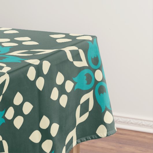 ティール(緑がかった色)エレガントとセージヴィンテージの幾何学的パターン テーブルクロス (インサイチュ)