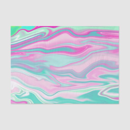 ティール（緑がかった色）エレガントとピンクの大理石のパターン 薄葉紙 (正面)