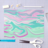 ティール（緑がかった色）エレガントとピンクの大理石のパターン 薄葉紙 (クラフト)