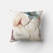 ティール(緑がかった色)エレガントとブルゴーニュフローラ枕 クッション (裏面)