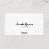 ティール（緑がかった色）エレガントとホワイト顔画家 名刺 (裏面)