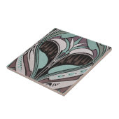 ティール(緑がかった色)エレガントとワインアールヌーボーデザイン タイル (側面)