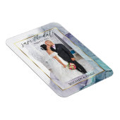 ティール(緑がかった色)エレガントと紫色の写真の日付を保存 マグネット (右側)