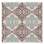 ティール(緑がかった色)エレガントと茶色のダマスクパターンBeige フォトプリント (正面)