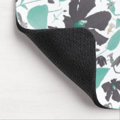 ティール(緑がかった色)エレガントと褐色花 マウスパッド (コーナー)