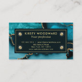 ティール（緑がかった色）エレガントと金ゴールドグリッターマーブルアゲート 名刺 (裏面)