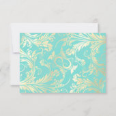 ティール(緑がかった色)エレガントと金ゴールドシルバーフォトセーブ日付 セーブザデート (裏面)