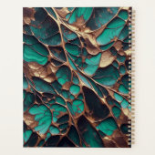 ティール(緑がかった色)エレガントと金ゴールド大理石とブロンズ銘板付 プランナー手帳 (裏面)