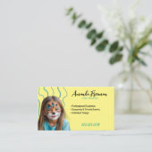 ティール（緑がかった色）エレガントと黄色の顔画家 名刺 (スタンド正面)