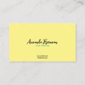 ティール（緑がかった色）エレガントと黄色の顔画家 名刺 (裏面)