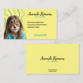 ティール（緑がかった色）エレガントと黄色の顔画家 名刺 (正面/裏面)