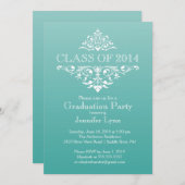 ティール（緑がかった色）エレガントの栄光 招待状 (正面/裏面)