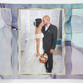 ティール(緑がかった色)エレガントアメジストアルコールインクトリプルインビタット 三つ折り招待状 (内部中)