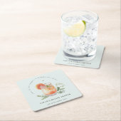 ティール（緑がかった色）エレガントオレンジグリーンカクテルブライダルシャワー スクエアペーパーコースター (インサイチュ)