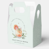 ティール（緑がかった色）エレガントオレンジグリーンカクテルブライダルシャワー フェイバーボックス (オープン)