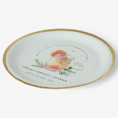 ティール（緑がかった色）エレガントオレンジグリーンカクテルブライダルシャワー ペーパープレート (アングル)