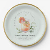 ティール（緑がかった色）エレガントオレンジグリーンカクテルブライダルシャワー ペーパープレート (正面)