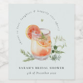 ティール（緑がかった色）エレガントオレンジグリーンカクテルブライダルシャワー ワインラベル (シングルラベル)