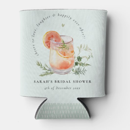 ティール(緑がかった色)エレガントオレンジグリーンカクテルブライダルシャワー 缶クーラー (正面)