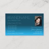 ティール(緑がかった色)エレガントグラディエントシック鏡フォントと写真 名刺 (裏面)