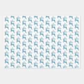 ティール(緑がかった色)エレガントグリッタークリスマストナディシルエット ラッピングペーパーシート (正面3)