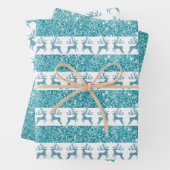 ティール（緑がかった色）エレガントグリッタークリスマストナディシルエット ラッピングペーパーシート (インサイチュ)