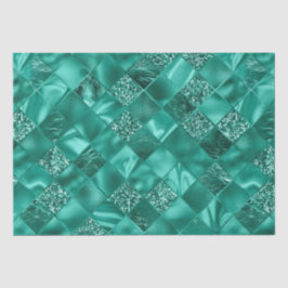 ティール（緑がかった色）エレガントグリッターダイヤモンド格子模様 薄葉紙