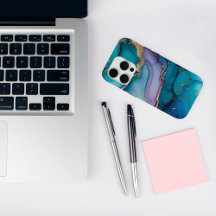 ティール（緑がかった色）エレガントグリッター大理石iPhone 15 Proケース