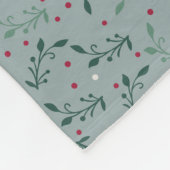 ティール(緑がかった色)エレガントグリーンと赤クリスマスホリーブランケット フリースブランケット (角)