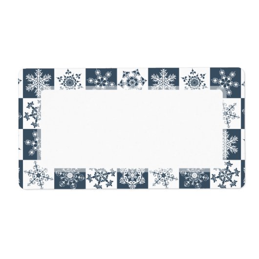 ティール（緑がかった色）エレガントグリーンウィンターホリデースノーフレーク ラベル (正面)