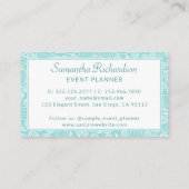 ティール(緑がかった色)エレガントグリーンホワイト名刺 名刺 (裏面)