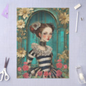 ティール（緑がかった色）エレガントゴシックガールクラフトティッシュペーパー 薄葉紙 (クラフト)