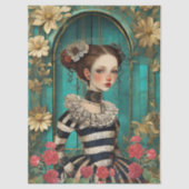 ティール（緑がかった色）エレガントゴシックガールクラフトティッシュペーパー 薄葉紙 (正面)