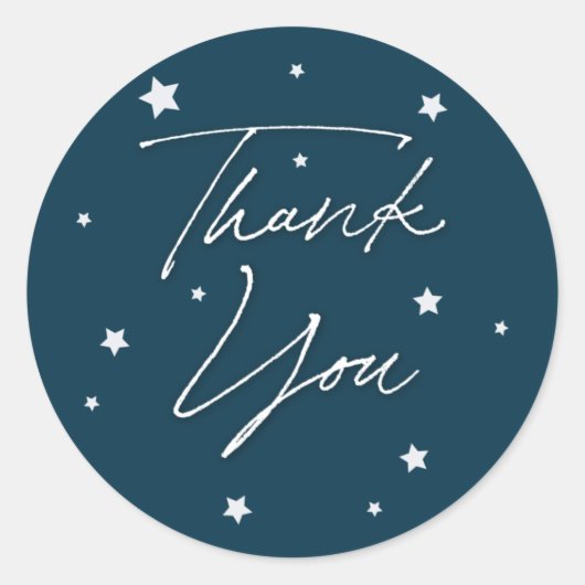 ティール(緑がかった色)エレガントスキャッテッドスターズありがとう ラウンドシール (正面)
