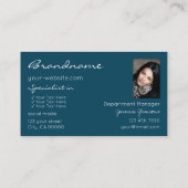 ティール(緑がかった色)エレガントスパークルシックグリッタースターと写真 名刺 (裏面)