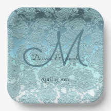 ティール（緑がかった色）エレガントターコイズウェディングレセプションモノグラム