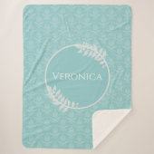 ティール(緑がかった色)エレガントダマスクシェラパーソナライズされたパブランケット シェルパブランケット (正面)