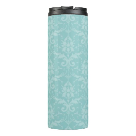 ティール(緑がかった色)エレガントダマスクパーソナライズされたサーマルタンブラー タンブラー (裏面)