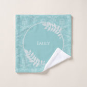 ティール(緑がかった色)エレガントダマスクパーソナライズされたバスタオルセット バスタオルセット (ウォッシュタオル)